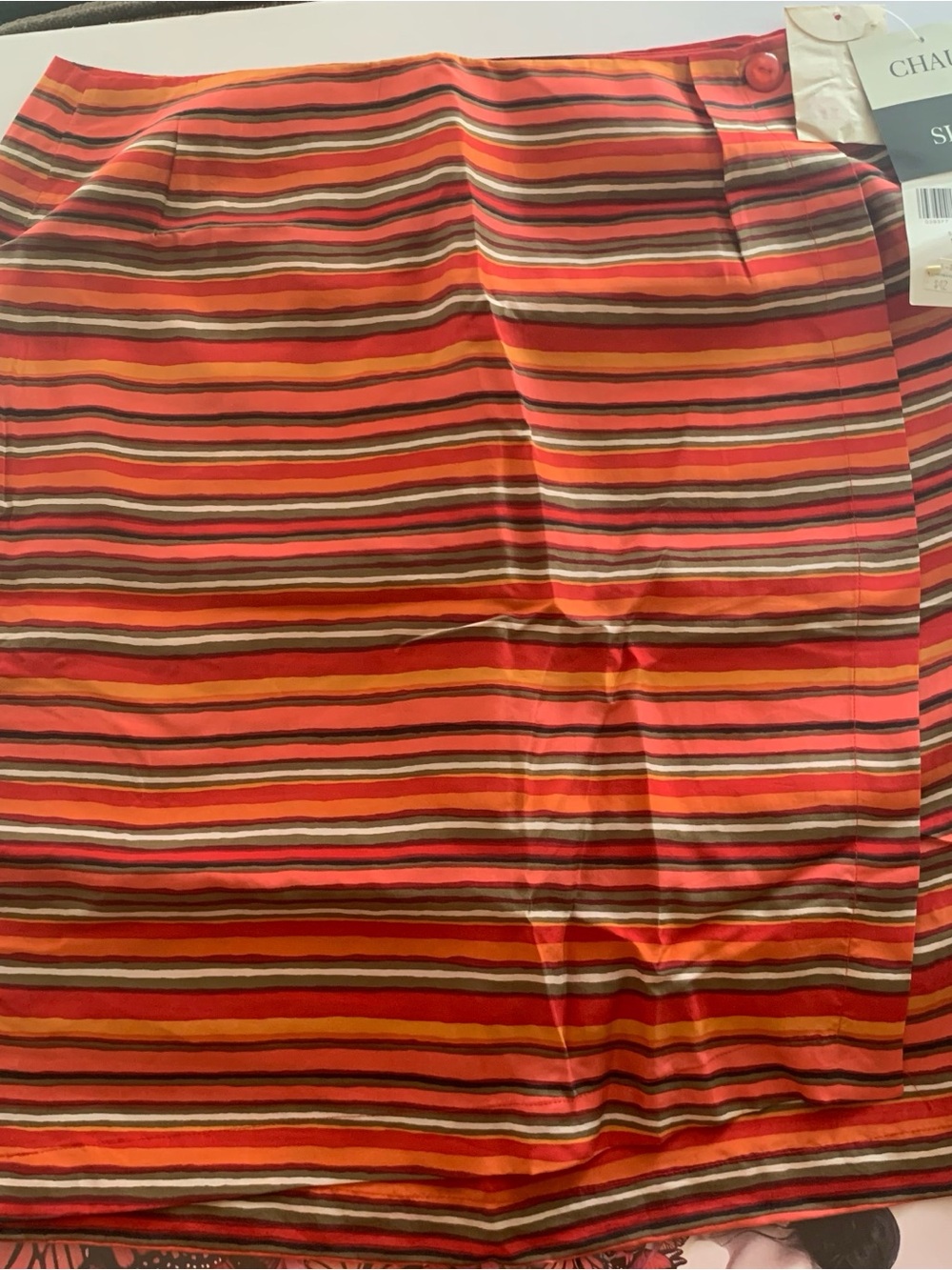 Chaus Silk Skirt, Thin Stripe, Faux Wrap
